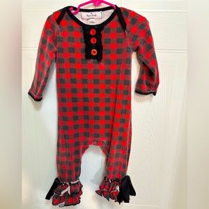 Marie Nicole 18 month red buffalo plaid  ruffle romper